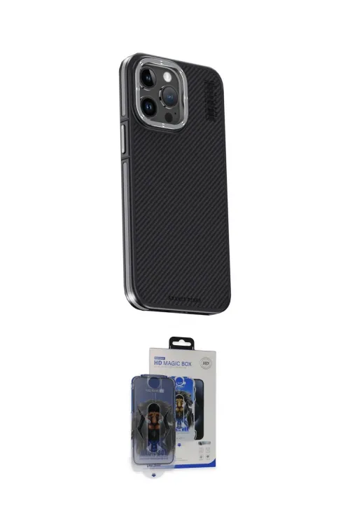ieg™ iPhone 15 Pro Max Kılıf Kıvılcım Modern Özel Seri - Siyah Vanessa Magic Cam