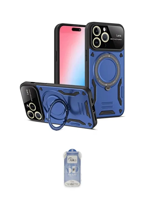 ieg™ iPhone 15 Pro Max Kılıf Kıvılcım Modern Serisi - Siyah Joko Magic 5D Cam