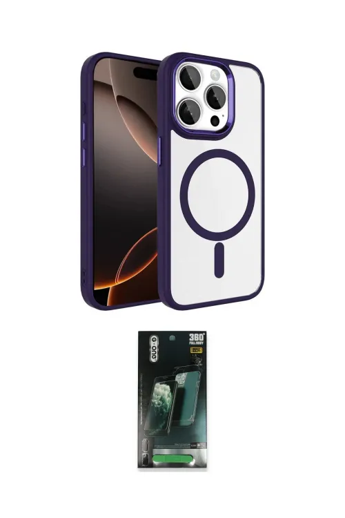 ieg™ iPhone 15 Pro Max Kılıf Kıvılcım Prime - Şeffaf 360 Full Body Arka Koruyucu