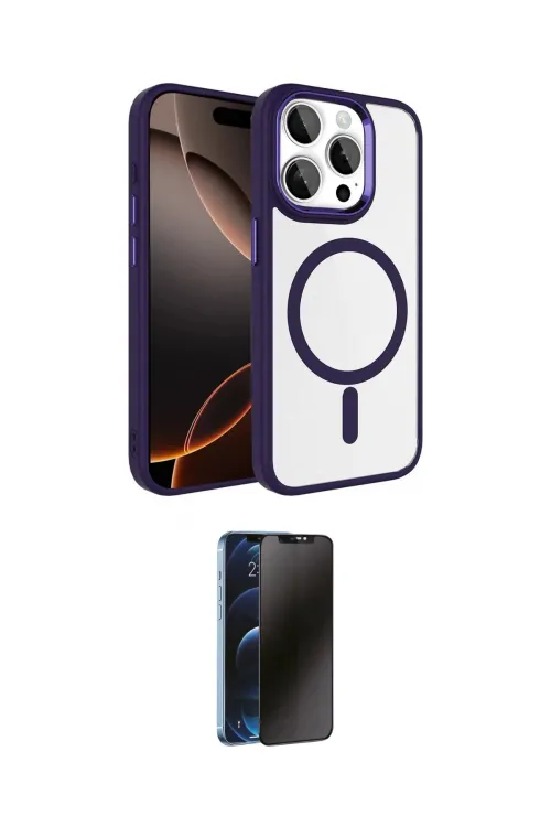 ieg™ iPhone 15 Pro Max Kılıf Kıvılcım Prime - Siyah 3D Antistatik Hayalet Cam Ekran Koruyucu