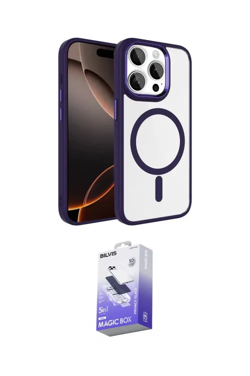 ieg™ iPhone 15 Pro Max Kılıf Kıvılcım Prime - Siyah Bilvis 5in1 5D Magic Hayalet Cam Ekran Koruyucu