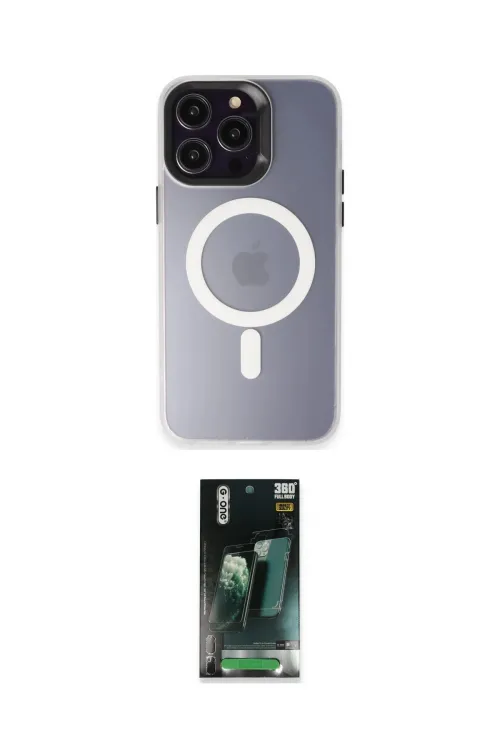 ieg™ iPhone 15 Pro Max Kılıf Kozmos Çizgi Prime - Şeffaf 360 Full Body Arka Koruyucu