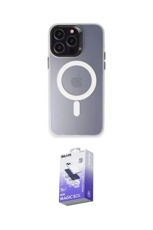 ieg™ iPhone 15 Pro Max Kılıf Kozmos Çizgi Prime - Siyah Bilvis 5in1 5D Magic Hayalet Cam Ekran Koruyucu