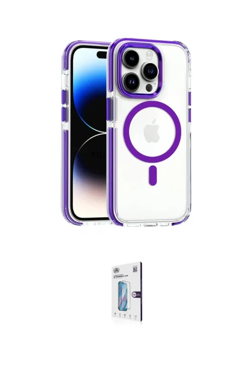 ieg™ iPhone 15 Pro Max Kılıf Kozmos Doku Koleksiyonu - Siyah Bilvis 0.18mm Plus Cam Ekran Koruyucu