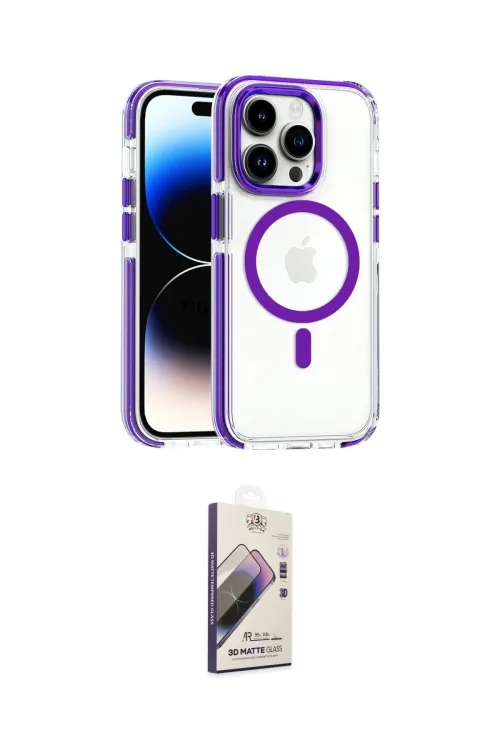 ieg™ iPhone 15 Pro Max Kılıf Kozmos Doku Koleksiyonu - Siyah Bilvis 3D Mat Cam Ekran Koruyucu