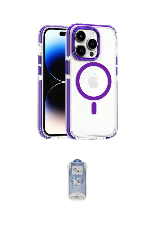 ieg™ iPhone 15 Pro Max Kılıf Kozmos Doku Koleksiyonu - Siyah Joko Magic 5D Cam
