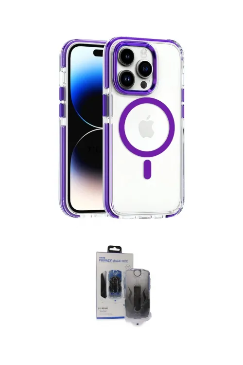 ieg™ iPhone 15 Pro Max Kılıf Kozmos Doku Koleksiyonu - Siyah Vanessa Magic Hayalet Cam