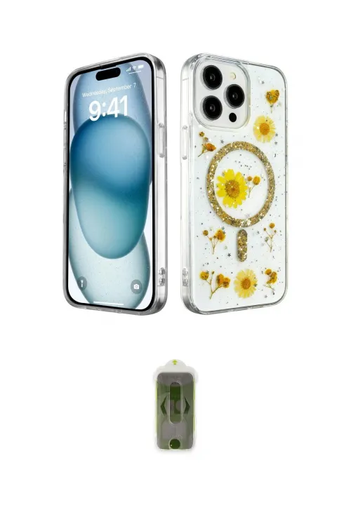 ieg™ iPhone 15 Pro Max Kılıf Kozmos Doku - Siyah Joko Magic 5D Hayalet Cam