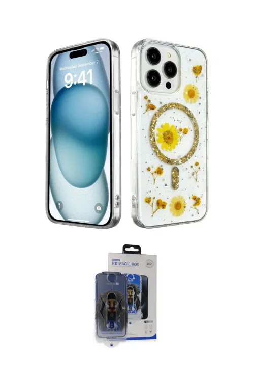 ieg™ iPhone 15 Pro Max Kılıf Kozmos Doku - Siyah Vanessa Magic Cam