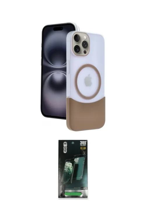 ieg™ iPhone 15 Pro Max Kılıf Kozmos Form Özel Seri - Şeffaf 360 Full Body Arka Koruyucu