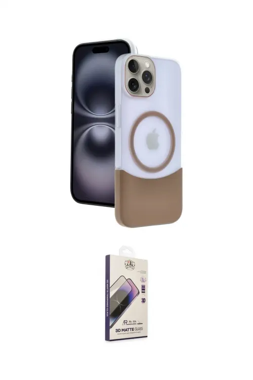 ieg™ iPhone 15 Pro Max Kılıf Kozmos Form Özel Seri - Siyah Bilvis 3D Mat Cam Ekran Koruyucu