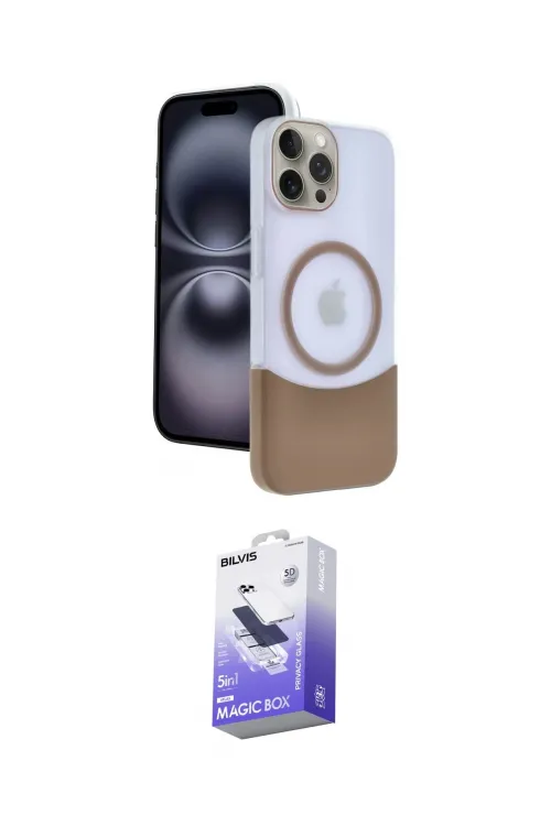 ieg™ iPhone 15 Pro Max Kılıf Kozmos Form Özel Seri - Siyah Bilvis 5in1 5D Magic Hayalet Cam Ekran Koruyucu