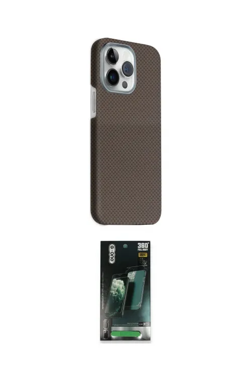 ieg™ iPhone 15 Pro Max Kılıf Kozmos Klasik Prime - Şeffaf 360 Full Body Arka Koruyucu