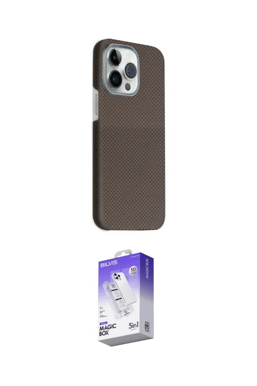 ieg™ iPhone 15 Pro Max Kılıf Kozmos Klasik Prime - Siyah Bilvis 5in1 3D Magic Cam Ekran Koruyucu