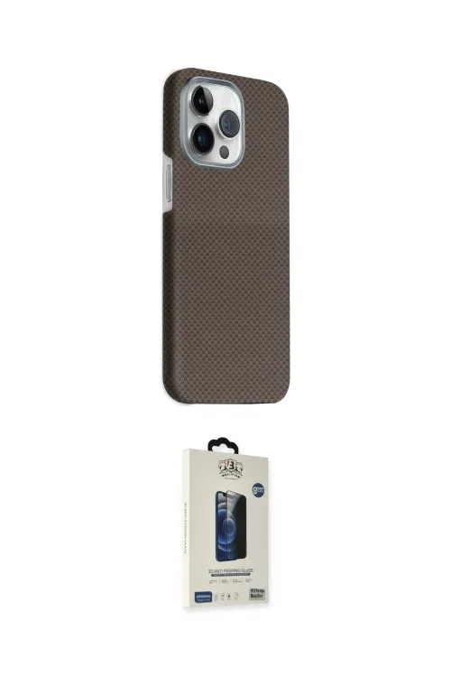 ieg™ iPhone 15 Pro Max Kılıf Kozmos Klasik Prime - Siyah Bilvis Hayalet Cam Ekran Koruyucu
