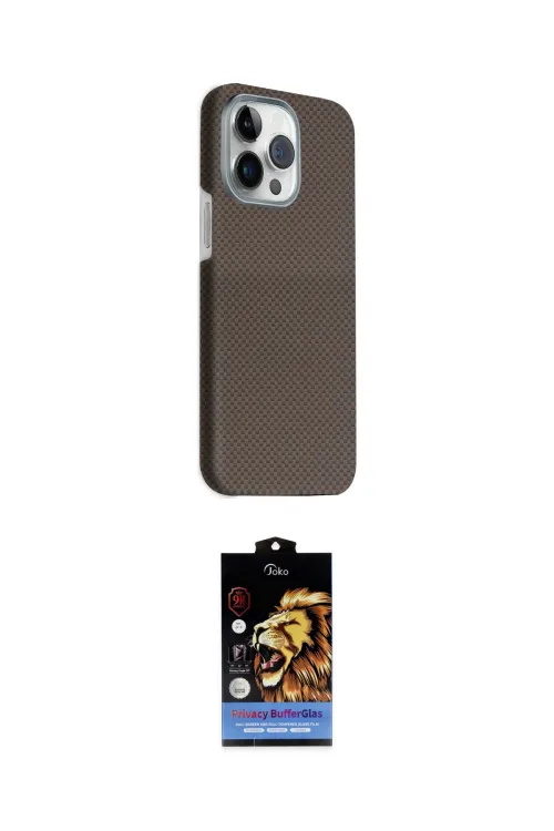 ieg™ iPhone 15 Pro Max Kılıf Kozmos Klasik Prime - Siyah Buffer Hayalet Cam Ekran Koruyucu