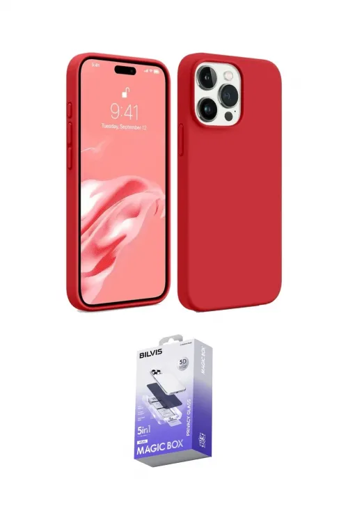 ieg™ iPhone 15 Pro Max Kılıf Kozmos Yansıma Özel Seri - Siyah Bilvis 5in1 5D Magic Hayalet Cam Ekran Koruyucu