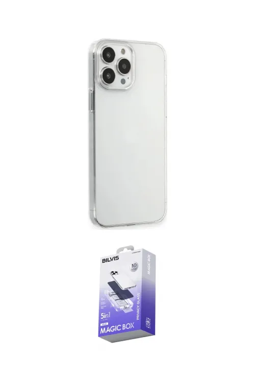 ieg™ iPhone 15 Pro Max Kılıf Kutup Doku Koleksiyonu - Siyah Bilvis 5in1 5D Magic Hayalet Cam Ekran Koruyucu