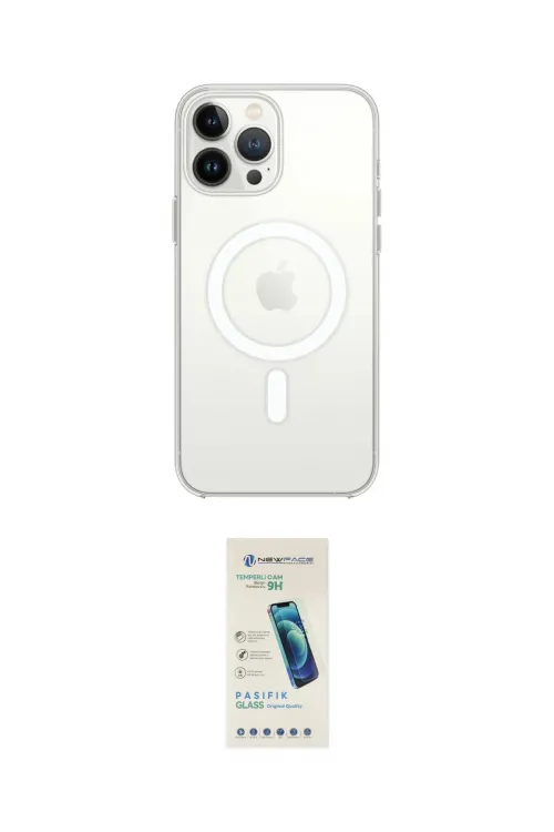 ieg™ iPhone 15 Pro Max Kılıf Kutup Klasik Serisi - Şeffaf Pasifik Cam Ekran Koruyucu