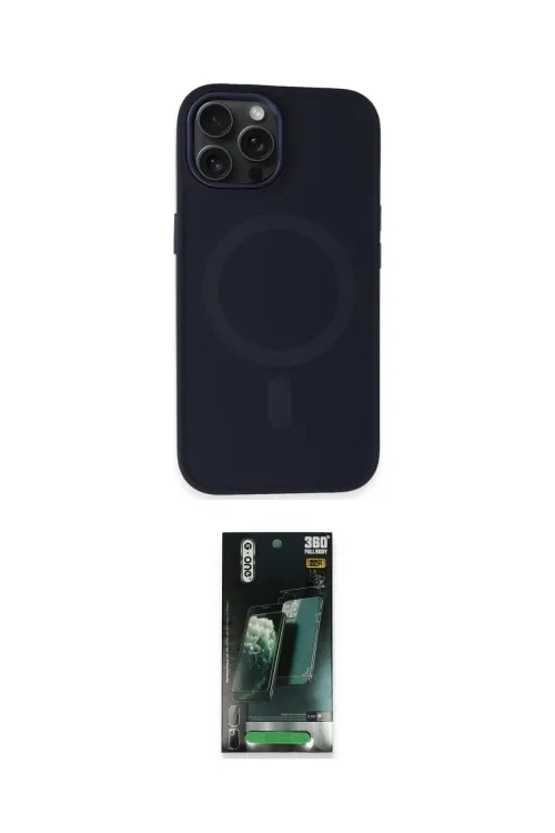 ieg™ iPhone 15 Pro Max Kılıf Kutup Serisi - Siyah 360 Mat Full Body Arka Koruyucu