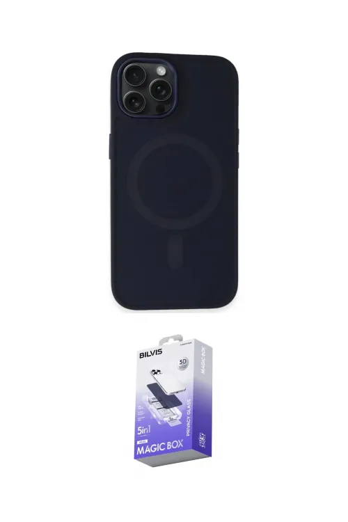 ieg™ iPhone 15 Pro Max Kılıf Kutup Serisi - Siyah Bilvis 5in1 5D Magic Hayalet Cam Ekran Koruyucu