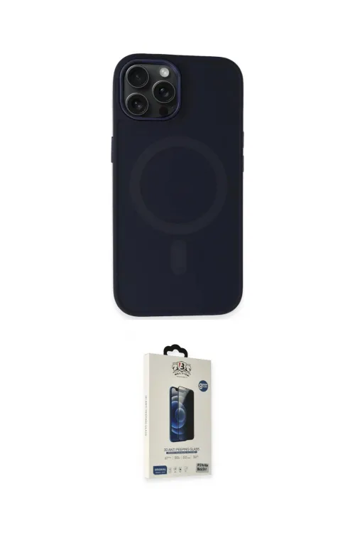 ieg™ iPhone 15 Pro Max Kılıf Kutup Serisi - Siyah Bilvis Hayalet Cam Ekran Koruyucu