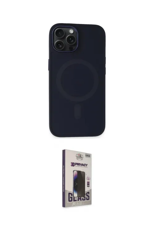 ieg™ iPhone 15 Pro Max Kılıf Kutup Serisi - Siyah Bilvis Hayalet Cam Ekran Koruyucu