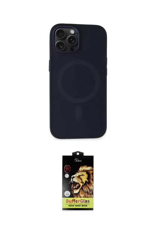 ieg™ iPhone 15 Pro Max Kılıf Kutup Serisi - Siyah Buffer Cam Ekran Koruyucu