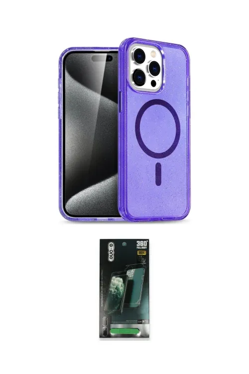 ieg™ iPhone 15 Pro Max Kılıf Nova Asil Prime - Siyah 360 Mat Full Body Arka Koruyucu