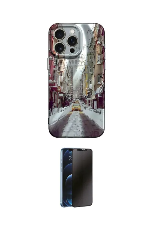 ieg™ iPhone 15 Pro Max Kılıf Nova Doku Prime - Siyah 3D Antistatik Hayalet Cam Ekran Koruyucu