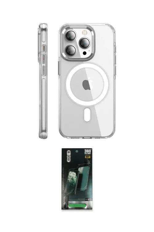 ieg™ iPhone 15 Pro Max Kılıf Nova Doku - Şeffaf 360 Full Body Arka Koruyucu