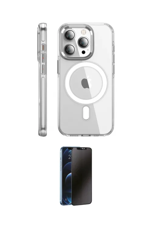 ieg™ iPhone 15 Pro Max Kılıf Nova Doku - Siyah 3D Antistatik Hayalet Cam Ekran Koruyucu