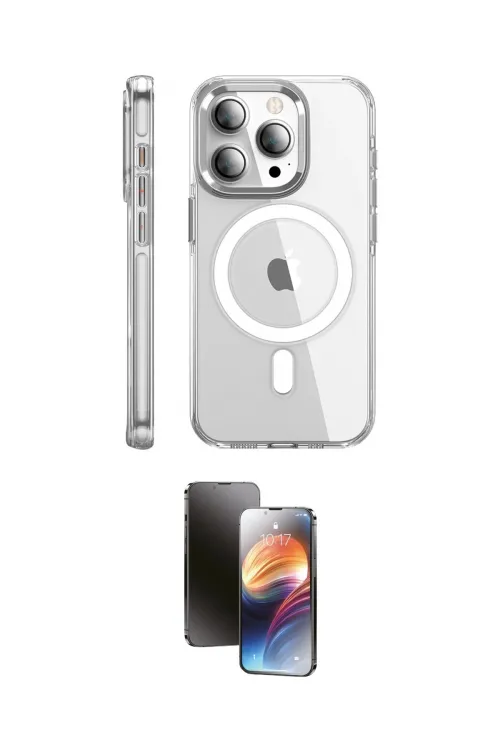 ieg™ iPhone 15 Pro Max Kılıf Nova Doku - Siyah 3D Antistatik Mat Seramik Nano Ekran Koruyucu
