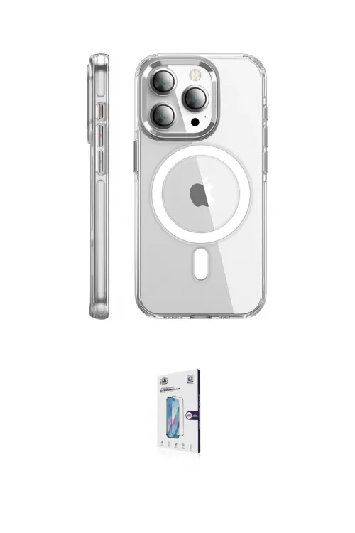 ieg™ iPhone 15 Pro Max Kılıf Nova Doku - Siyah Bilvis 0.18mm Plus Cam Ekran Koruyucu