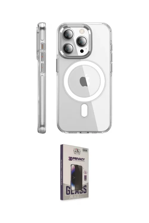 ieg™ iPhone 15 Pro Max Kılıf Nova Doku - Siyah Bilvis Hayalet Cam Ekran Koruyucu