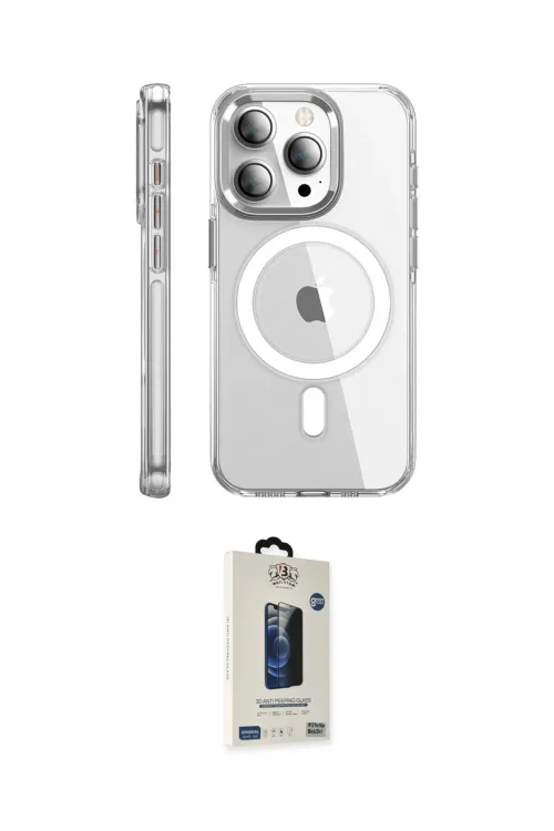 ieg™ iPhone 15 Pro Max Kılıf Nova Doku - Siyah Bilvis Hayalet Cam Ekran Koruyucu