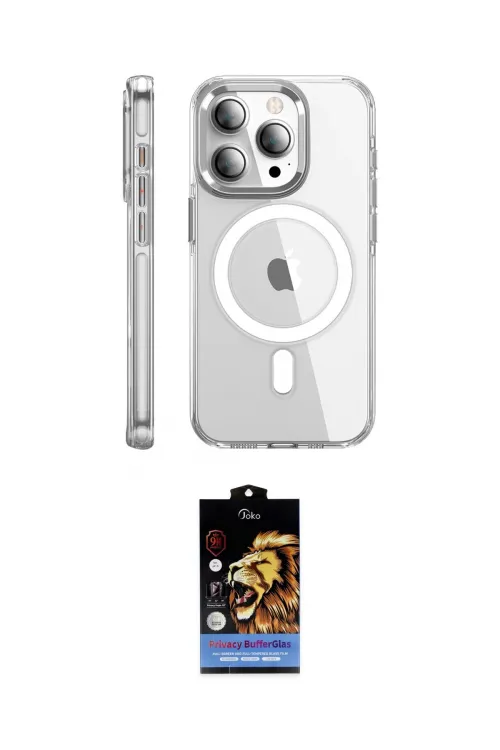 ieg™ iPhone 15 Pro Max Kılıf Nova Doku - Siyah Buffer Hayalet Cam Ekran Koruyucu
