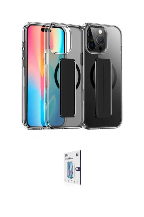 ieg™ iPhone 15 Pro Max Kılıf Nova Işık Koleksiyonu - Siyah Bilvis 0.18mm Plus Cam Ekran Koruyucu