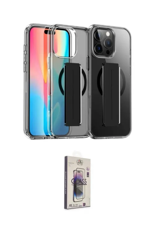 ieg™ iPhone 15 Pro Max Kılıf Nova Işık Koleksiyonu - Siyah Bilvis 3D Cam Ekran Koruyucu