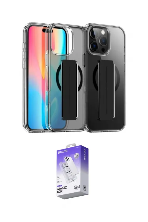 ieg™ iPhone 15 Pro Max Kılıf Nova Işık Koleksiyonu - Siyah Bilvis 5in1 3D Magic Cam Ekran Koruyucu