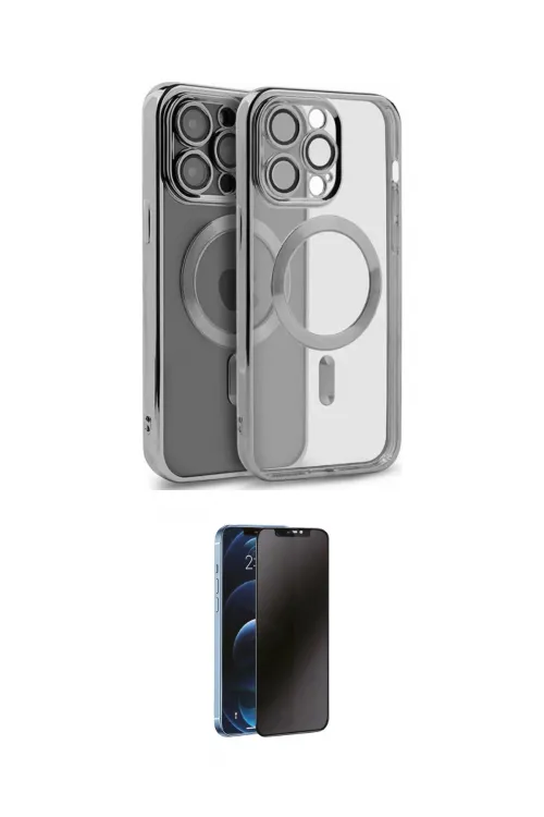 ieg™ iPhone 15 Pro Max Kılıf Nova Işık Özel Seri - Siyah 3D Antistatik Hayalet Cam Ekran Koruyucu