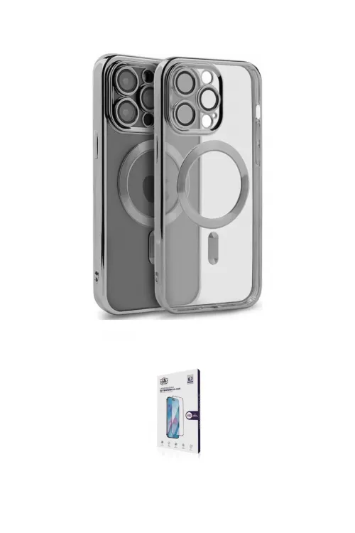 ieg™ iPhone 15 Pro Max Kılıf Nova Işık Özel Seri - Siyah Bilvis 0.18mm Plus Cam Ekran Koruyucu