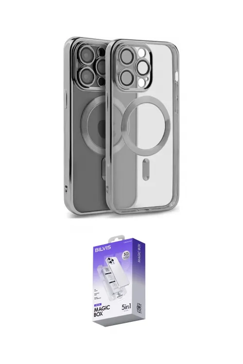 ieg™ iPhone 15 Pro Max Kılıf Nova Işık Özel Seri - Siyah Bilvis 5in1 3D Magic Cam Ekran Koruyucu