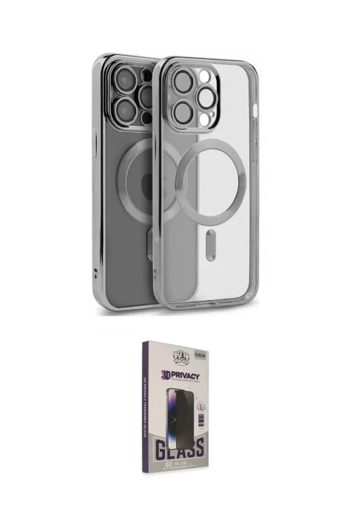 ieg™ iPhone 15 Pro Max Kılıf Nova Işık Özel Seri - Siyah Bilvis Hayalet Cam Ekran Koruyucu