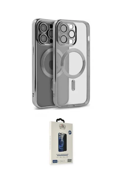 ieg™ iPhone 15 Pro Max Kılıf Nova Işık Özel Seri - Siyah Bilvis Hayalet Cam Ekran Koruyucu