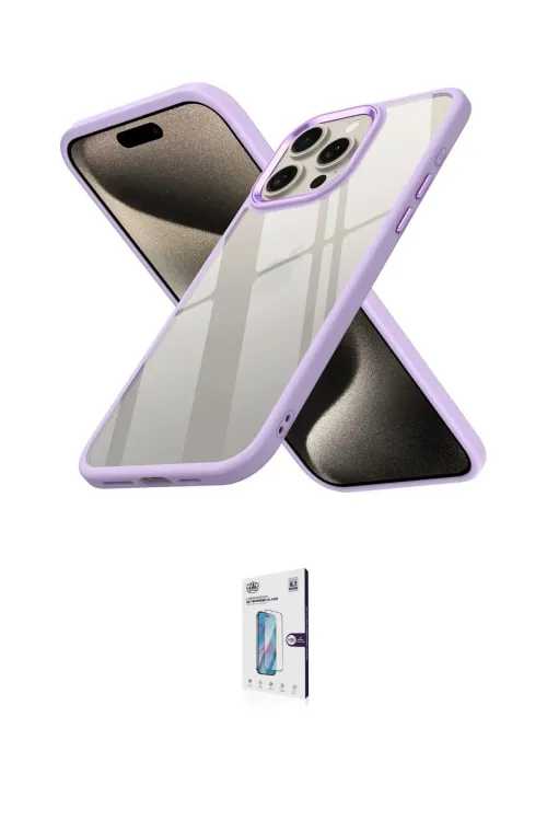 ieg™ iPhone 15 Pro Max Kılıf Nova Işık Serisi - Siyah Bilvis 0.18mm Plus Cam Ekran Koruyucu