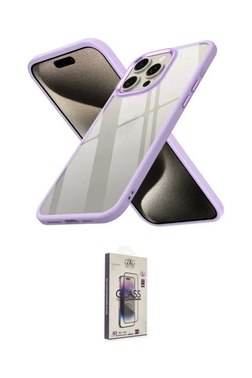 ieg™ iPhone 15 Pro Max Kılıf Nova Işık Serisi - Siyah Bilvis 3D Cam Ekran Koruyucu