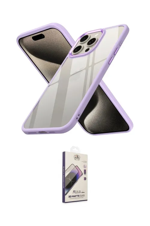 ieg™ iPhone 15 Pro Max Kılıf Nova Işık Serisi - Siyah Bilvis 3D Mat Cam Ekran Koruyucu