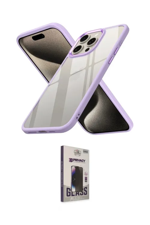 ieg™ iPhone 15 Pro Max Kılıf Nova Işık Serisi - Siyah Bilvis Hayalet Cam Ekran Koruyucu