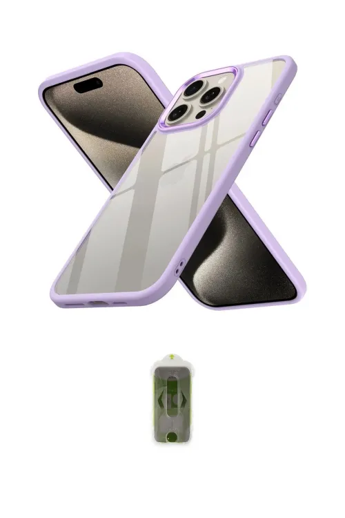 ieg™ iPhone 15 Pro Max Kılıf Nova Işık Serisi - Siyah Joko Magic 5D Hayalet Cam